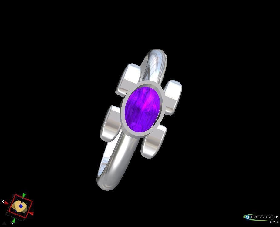 Cabochon gold ring with sapphire stone 3D print model_2
