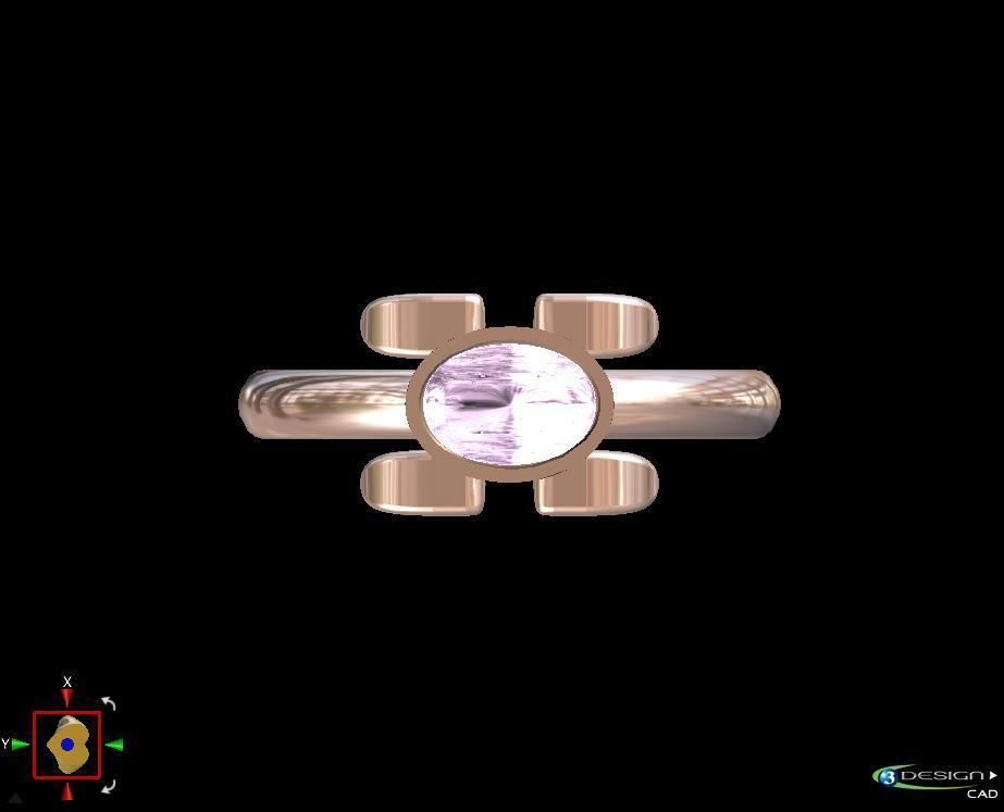 Cabochon gold ring with sapphire stone 3D print model_4