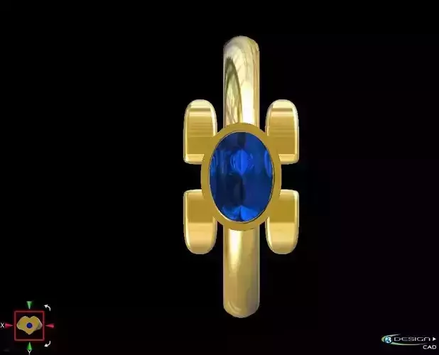 Cabochon gold ring with sapphire stone