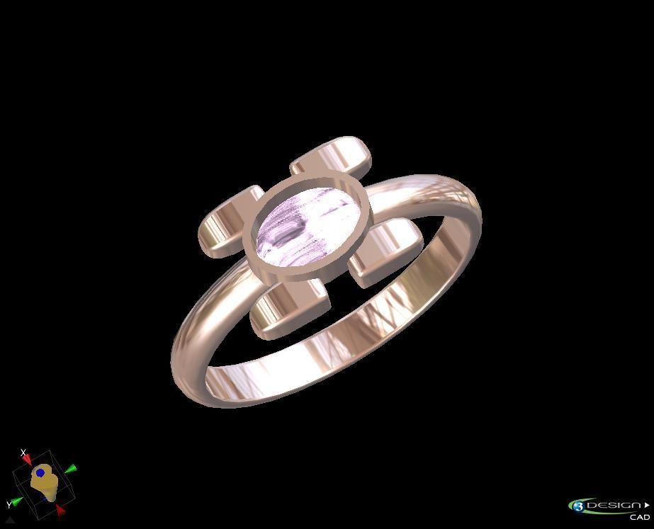 Cabochon gold ring with sapphire stone 3D print model_1