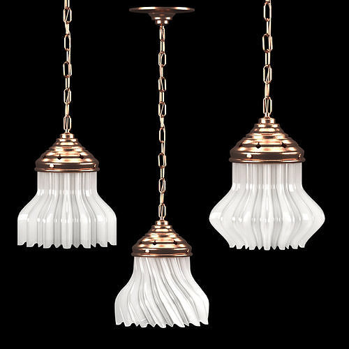 Pendant lighting copper and glass 3D model