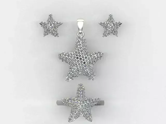 star set starfish ring with diamonds