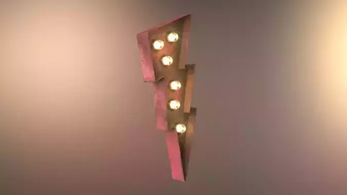 Lightning Bolt Rusted Sign Low-poly 3D model