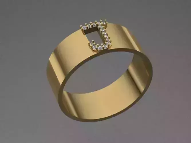 Diamond Unisex Ring with J letter 3D print model
