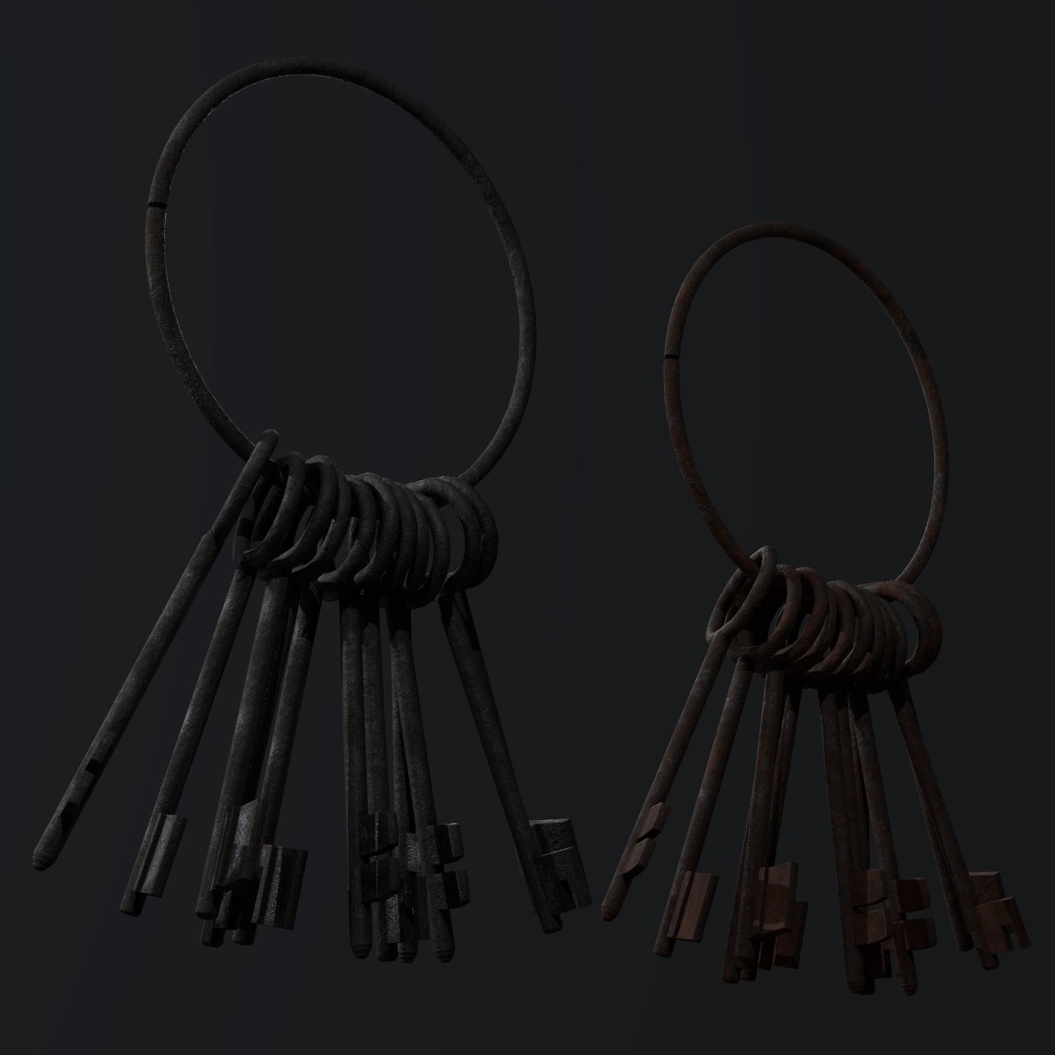 Old Keys set Low-poly 3D model_7
