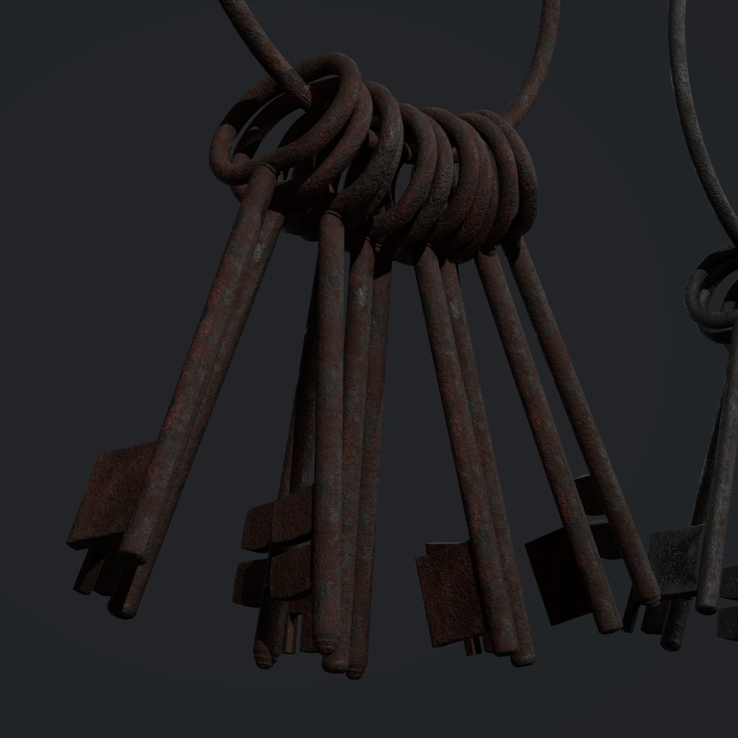 Old Keys set Low-poly 3D model_3