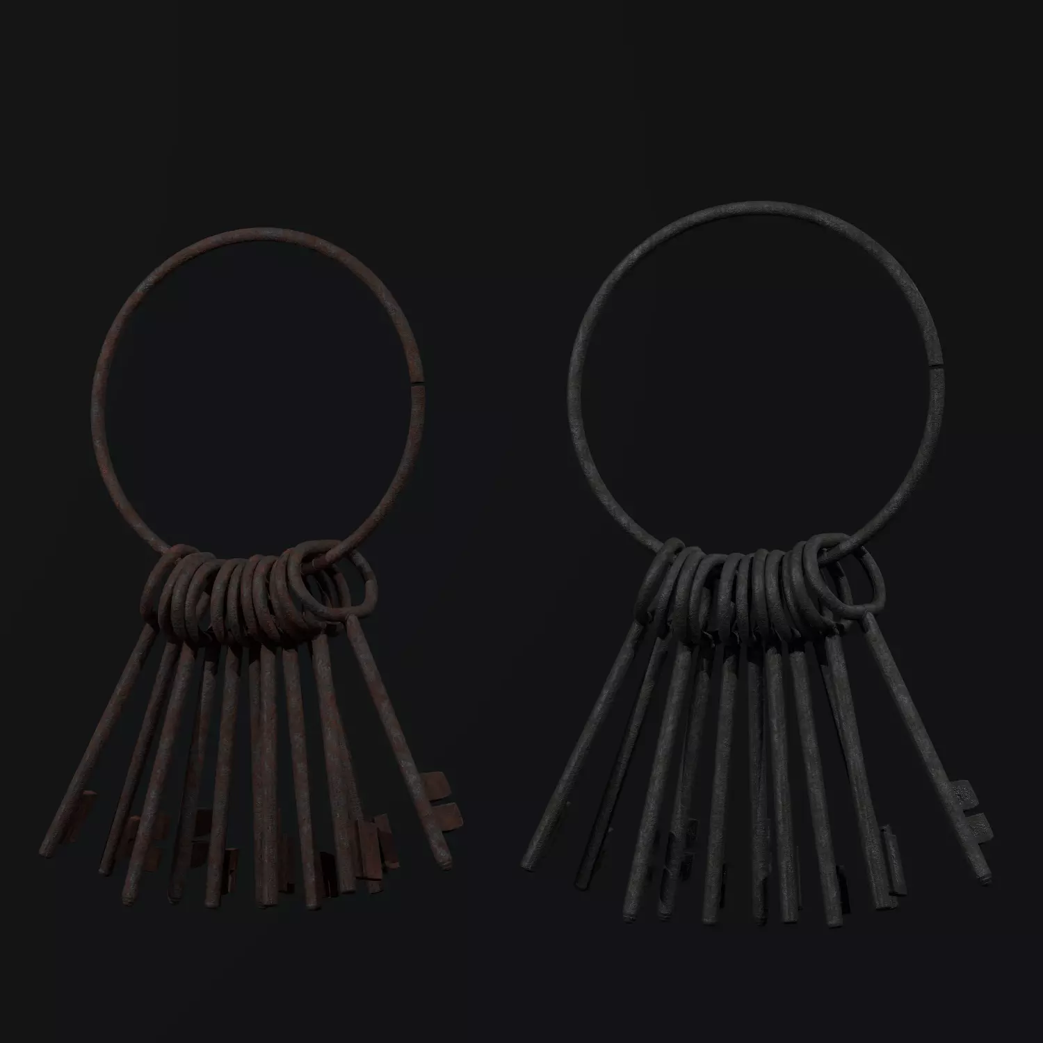 Old Keys set Low-poly 3D model_0
