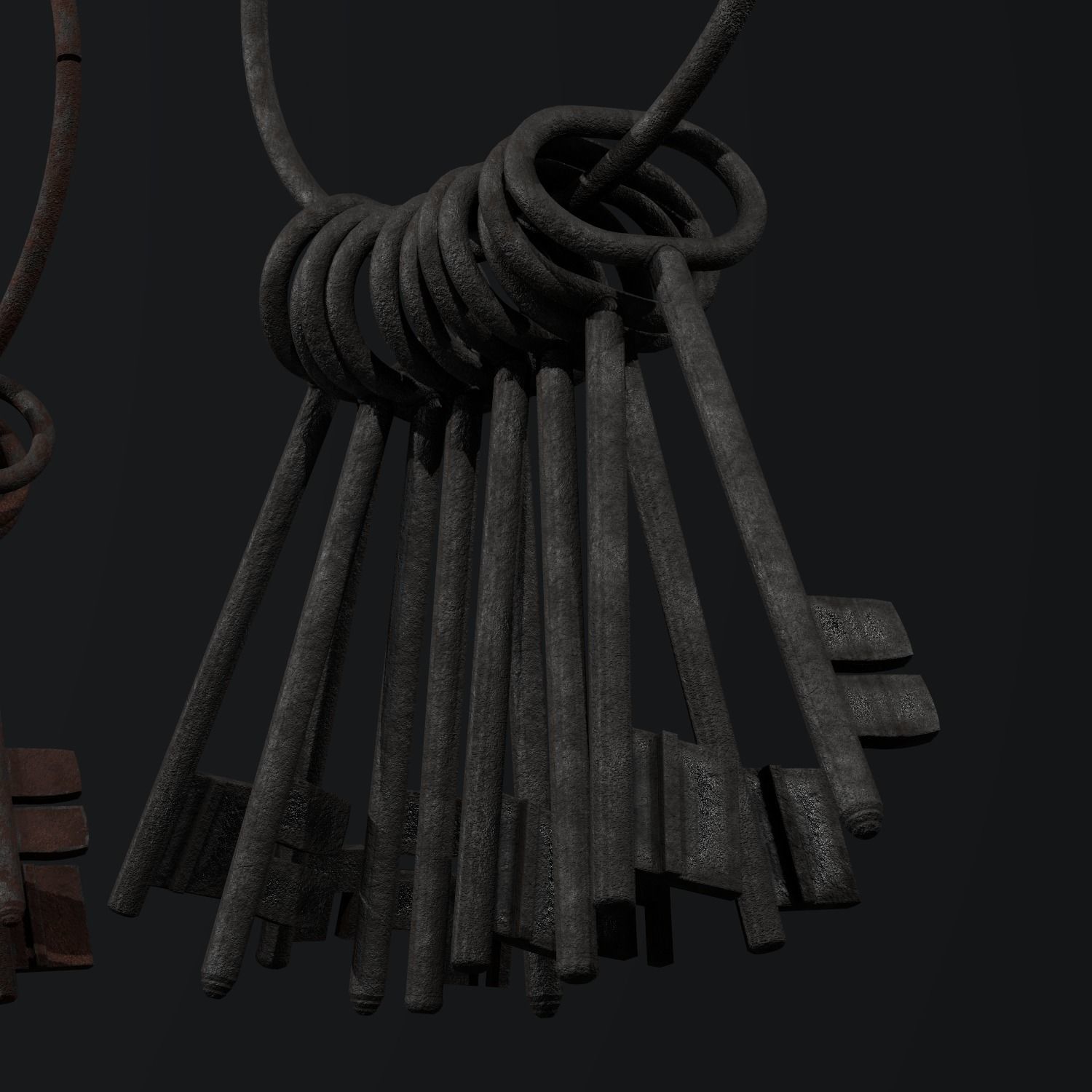 Old Keys set Low-poly 3D model_2