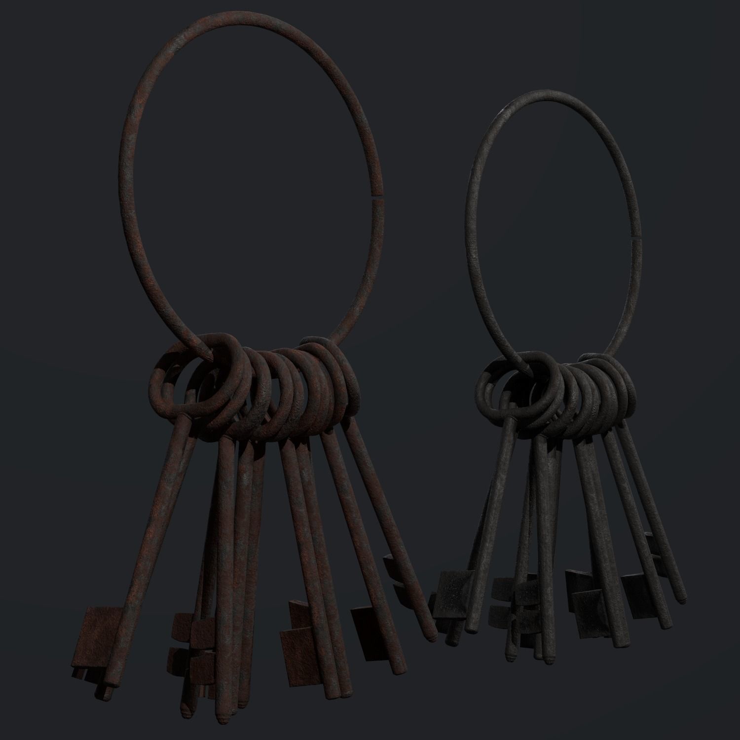 Old Keys set Low-poly 3D model_6