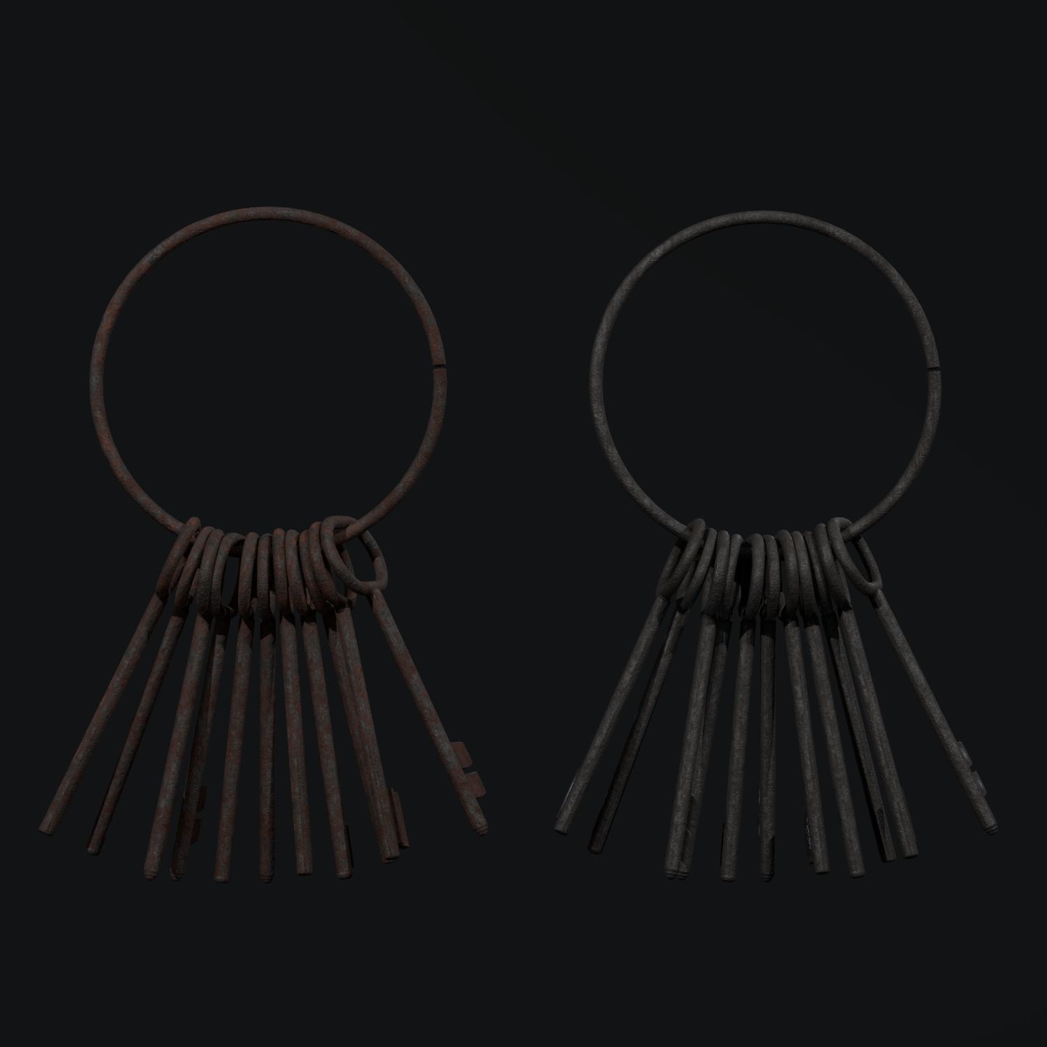 Old Keys set Low-poly 3D model_1