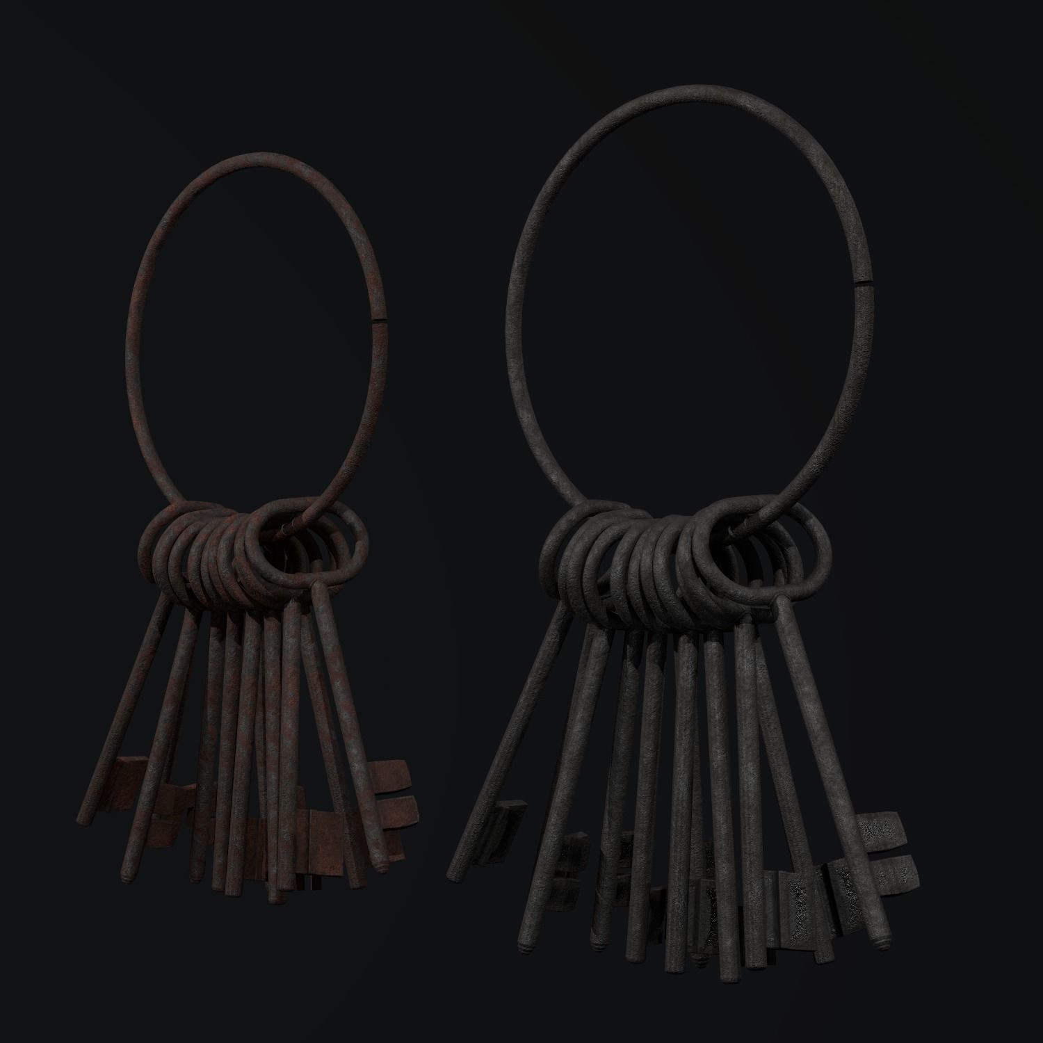 Old Keys set Low-poly 3D model_8