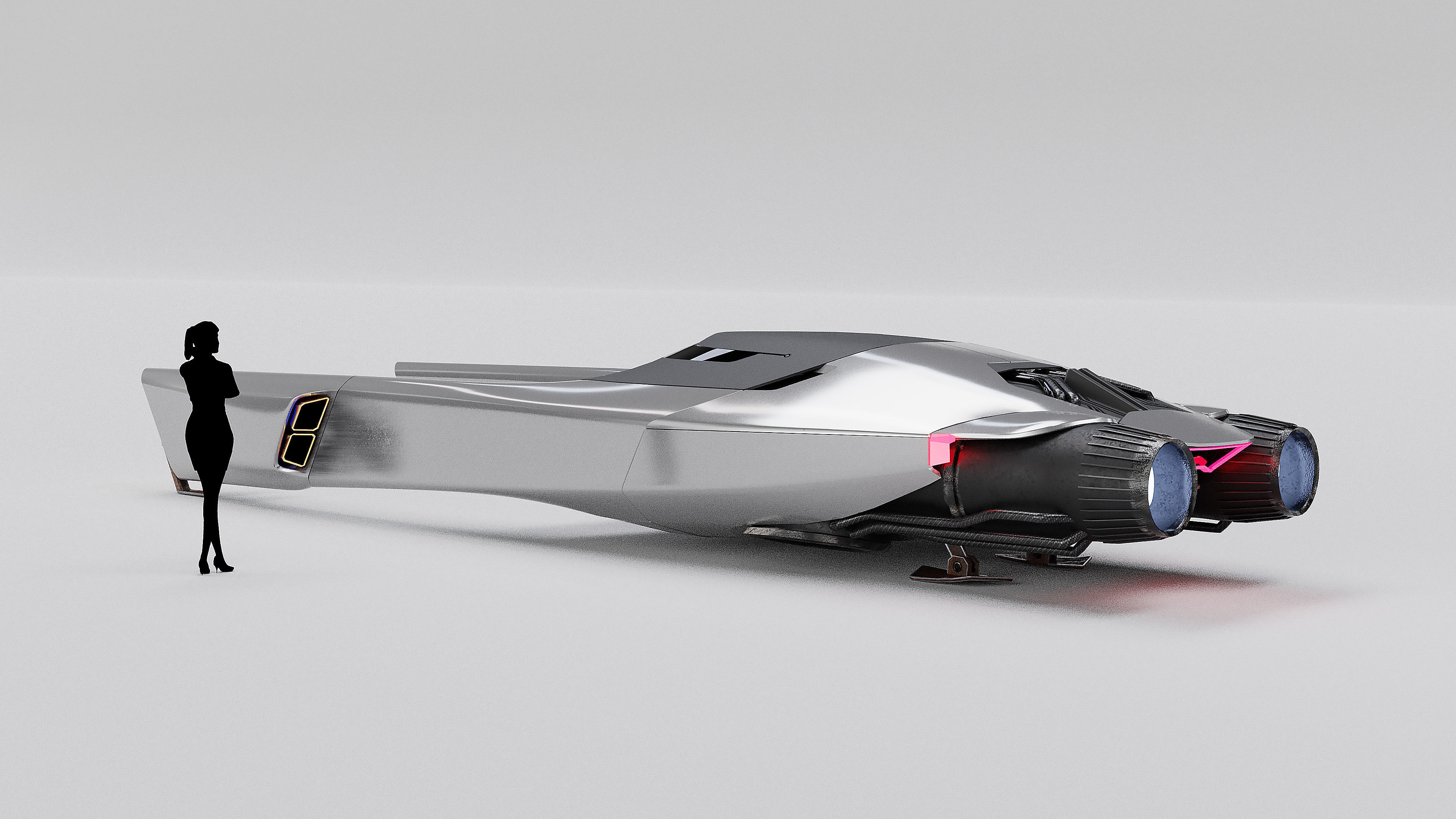 Space racer spaceship 3D low poly scifi Low-poly 3D model_2