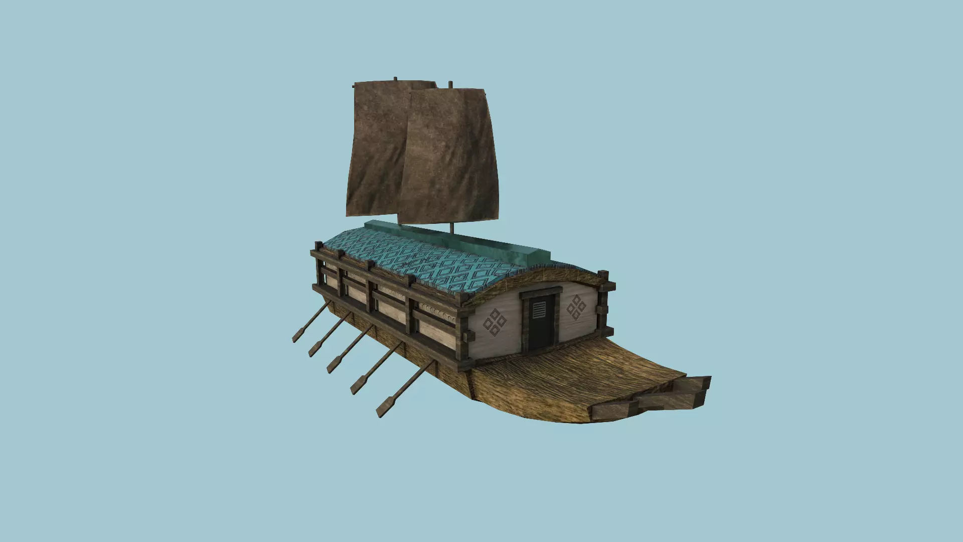 Korean Turtle Ship - Medieval Warship 04 Low-poly 3D model_0