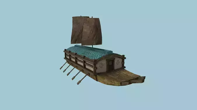 Korean Turtle Ship - Medieval Warship 04 Low-poly 3D model