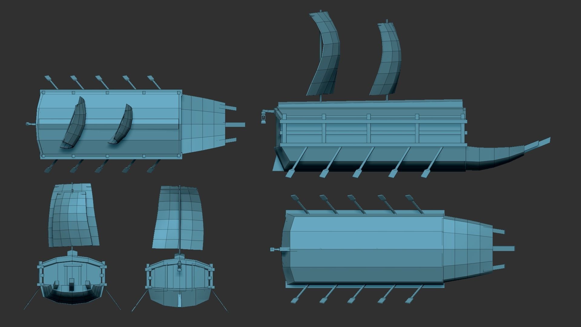Korean Turtle Ship - Medieval Warship 04 Low-poly 3D model_13