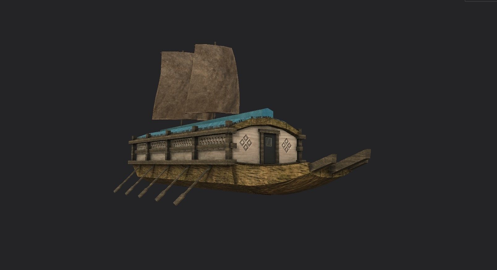 Korean Turtle Ship - Medieval Warship 04 Low-poly 3D model_7