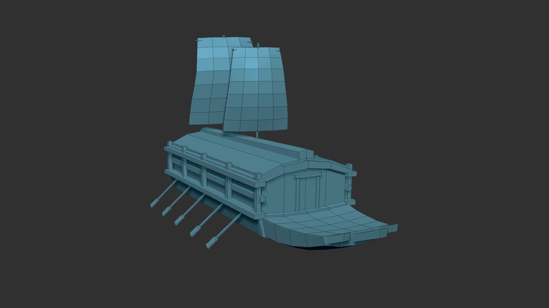 Korean Turtle Ship - Medieval Warship 04 Low-poly 3D model_12