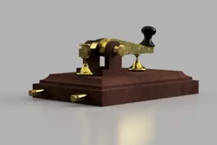 Telegraph wooden box with brass knob 3D print model_0