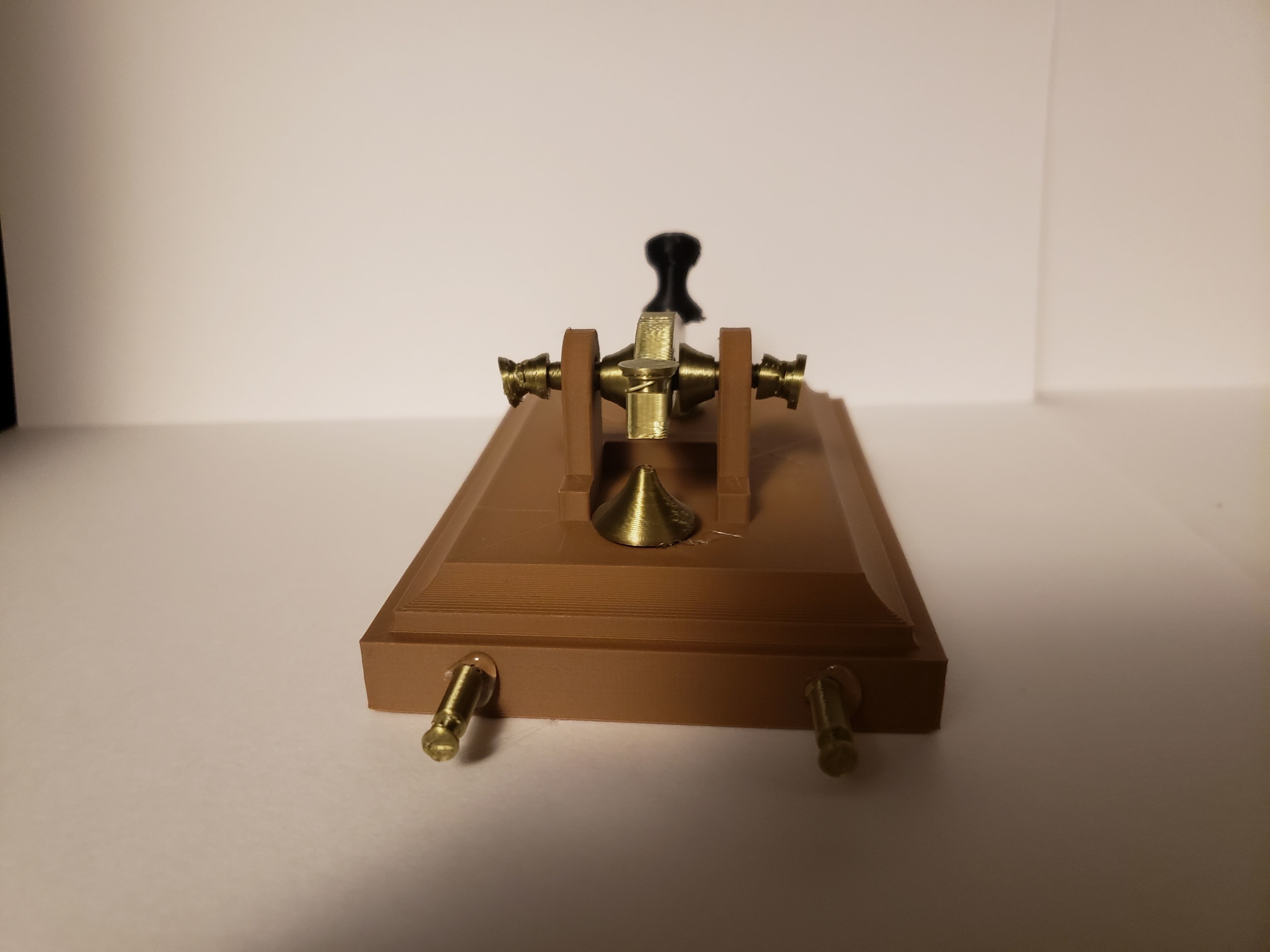 Telegraph wooden box with brass knob 3D print model_1