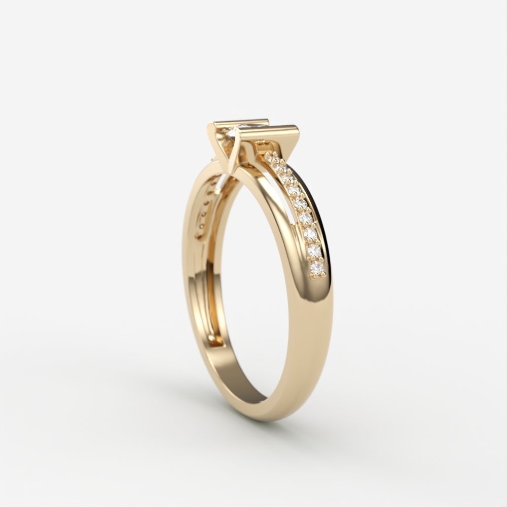 Solitaire women ring  CAD 3dm stl 3D print model_8