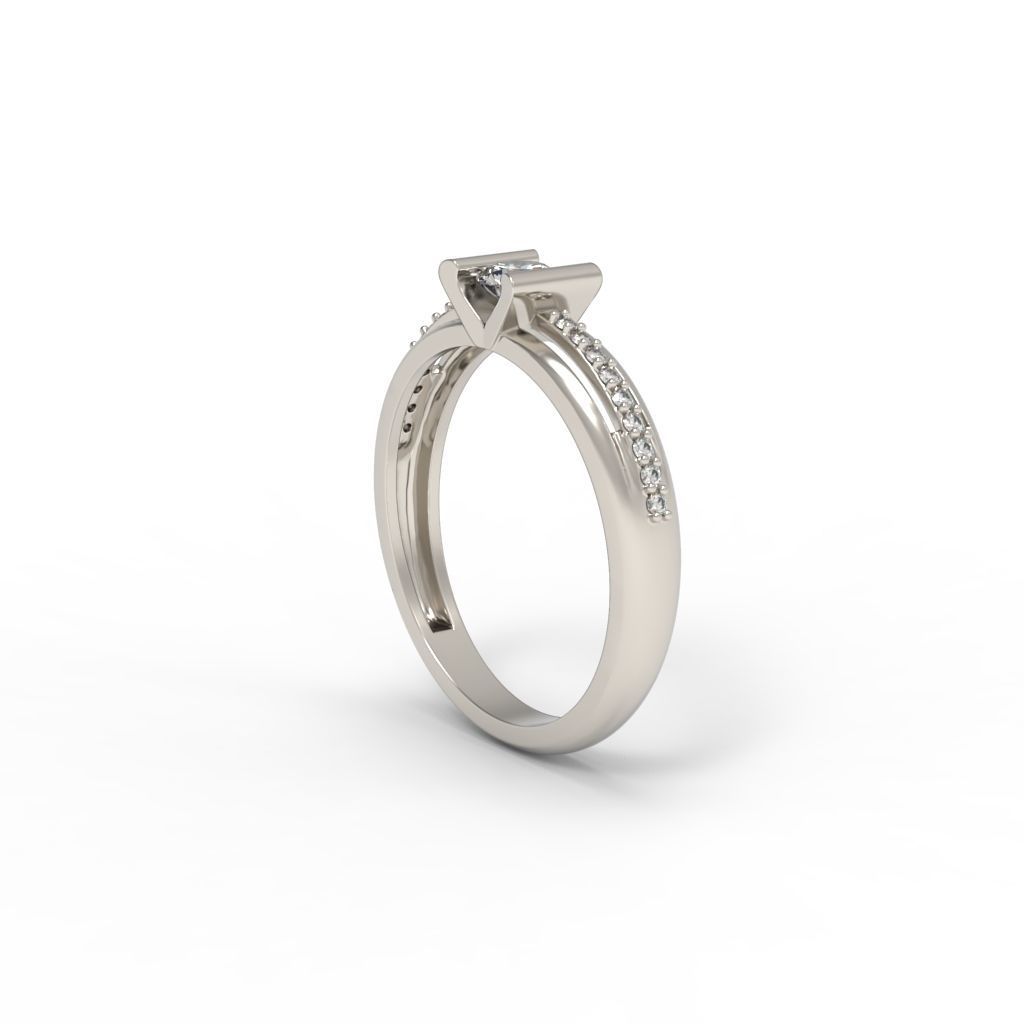 Solitaire women ring  CAD 3dm stl 3D print model_23