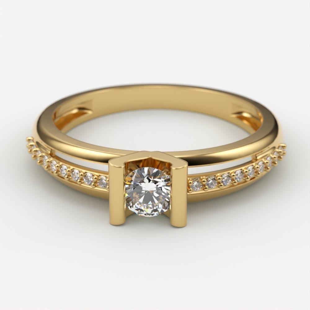 Solitaire women ring  CAD 3dm stl 3D print model_10