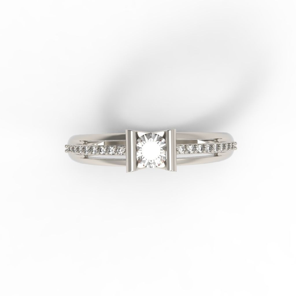 Solitaire women ring  CAD 3dm stl 3D print model_19