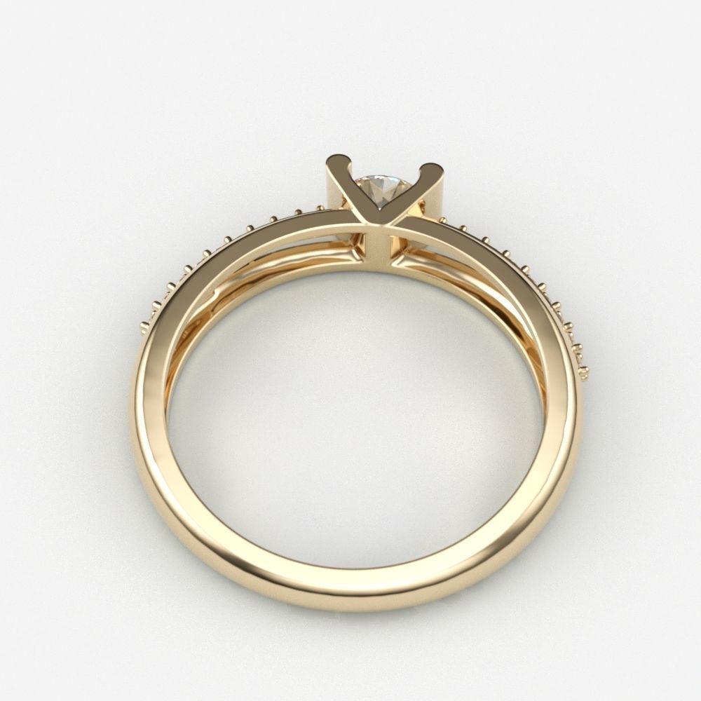 Solitaire women ring  CAD 3dm stl 3D print model_7