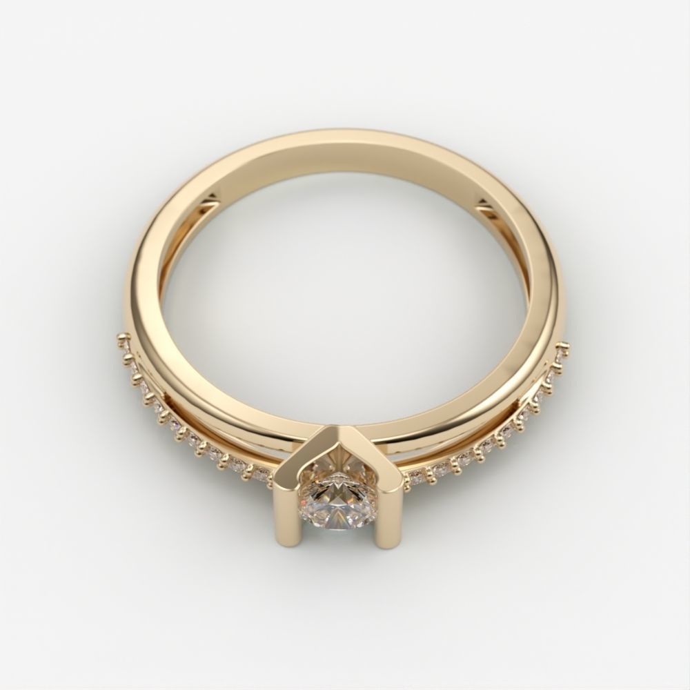 Solitaire women ring  CAD 3dm stl 3D print model_5