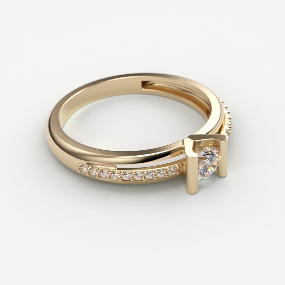 Solitaire women ring  CAD 3dm stl 3D print model_3