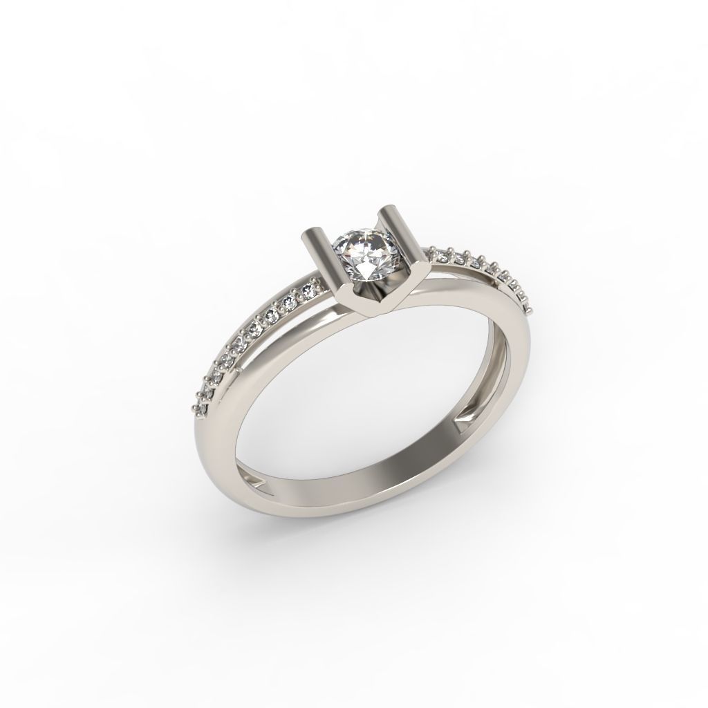 Solitaire women ring  CAD 3dm stl 3D print model_17