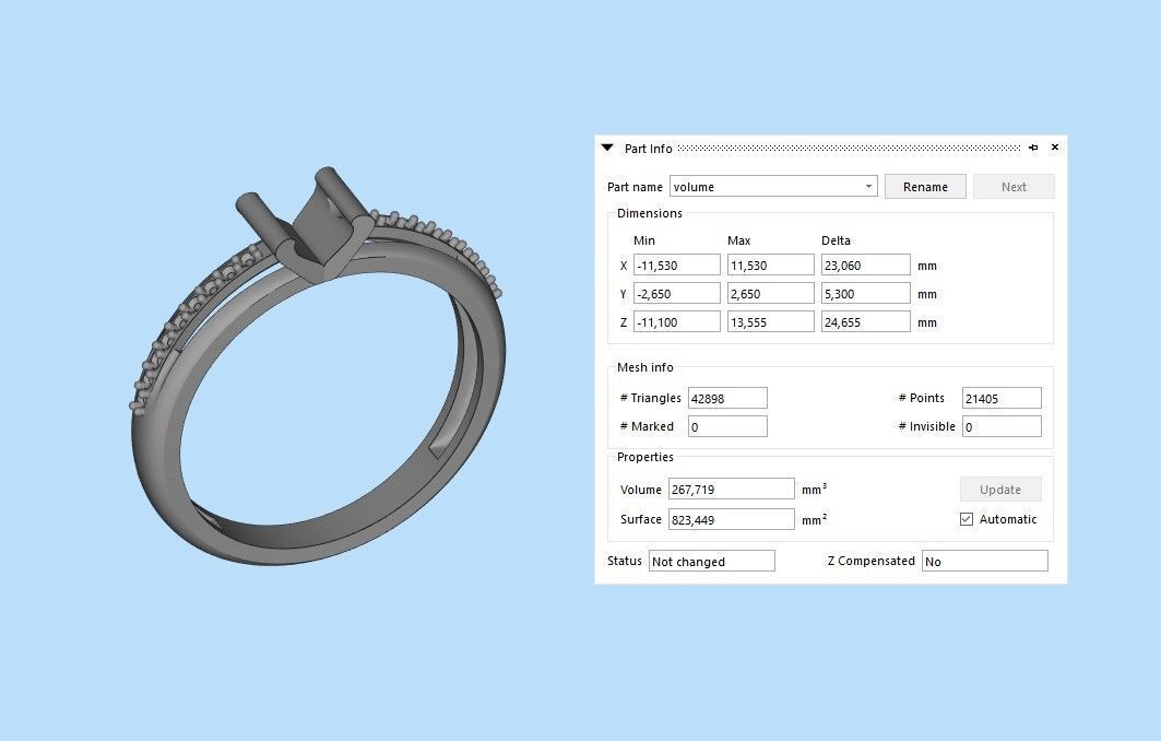 Solitaire women ring  CAD 3dm stl 3D print model_15