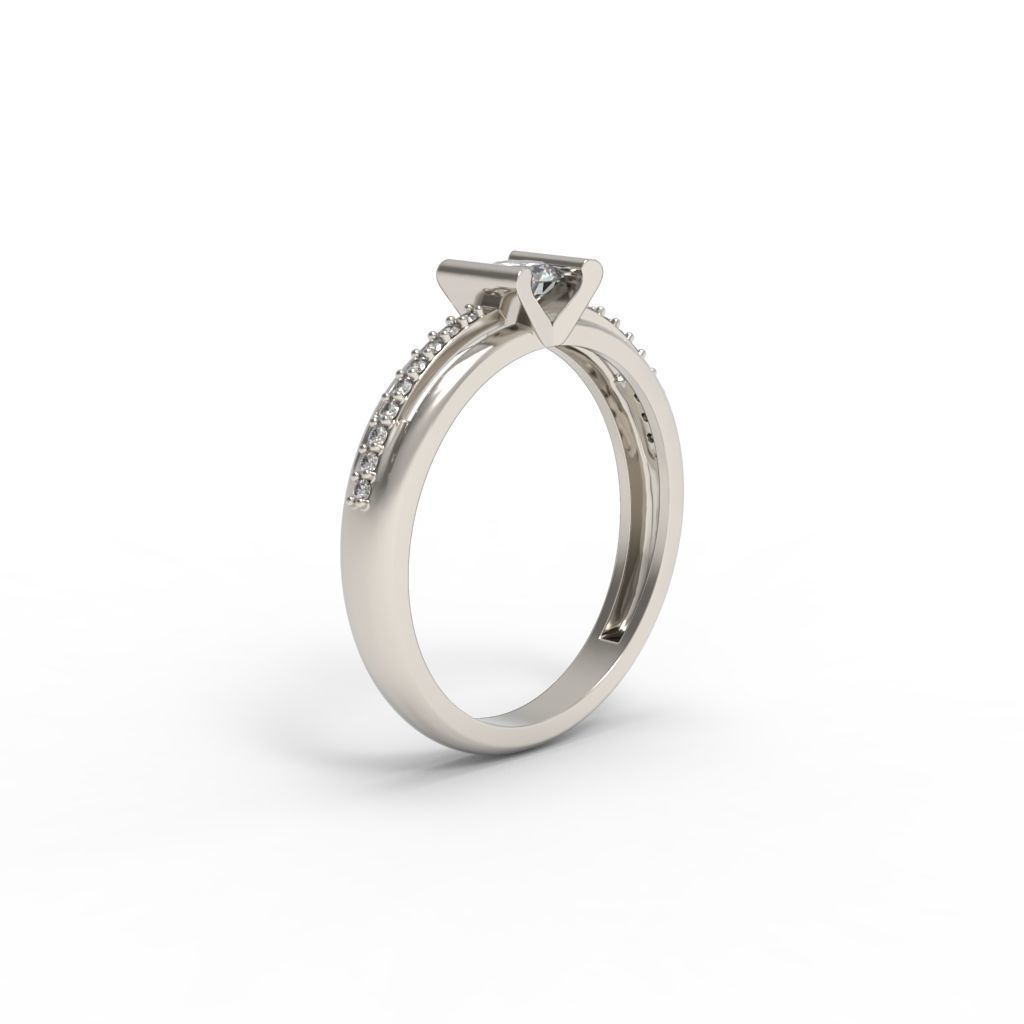 Solitaire women ring  CAD 3dm stl 3D print model_21