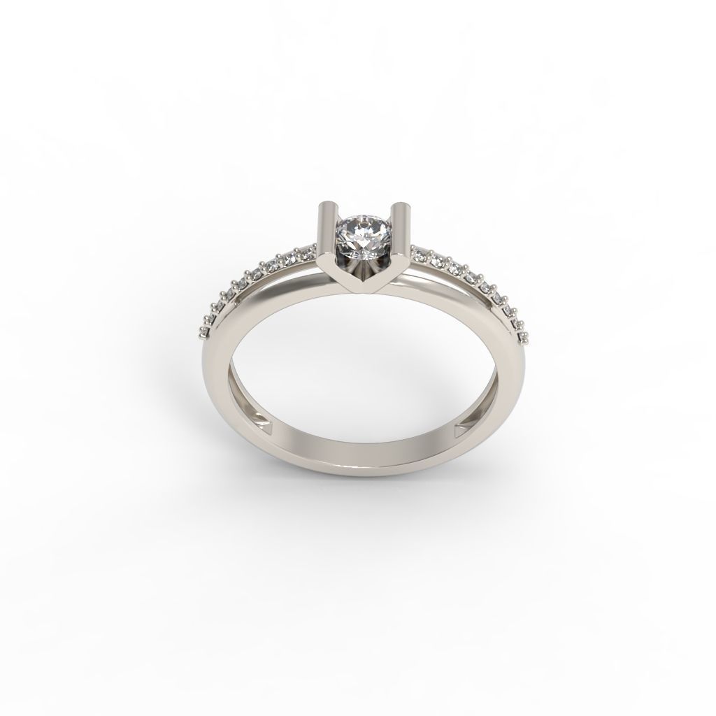 Solitaire women ring  CAD 3dm stl 3D print model_22