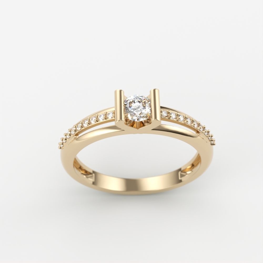Solitaire women ring  CAD 3dm stl 3D print model_4