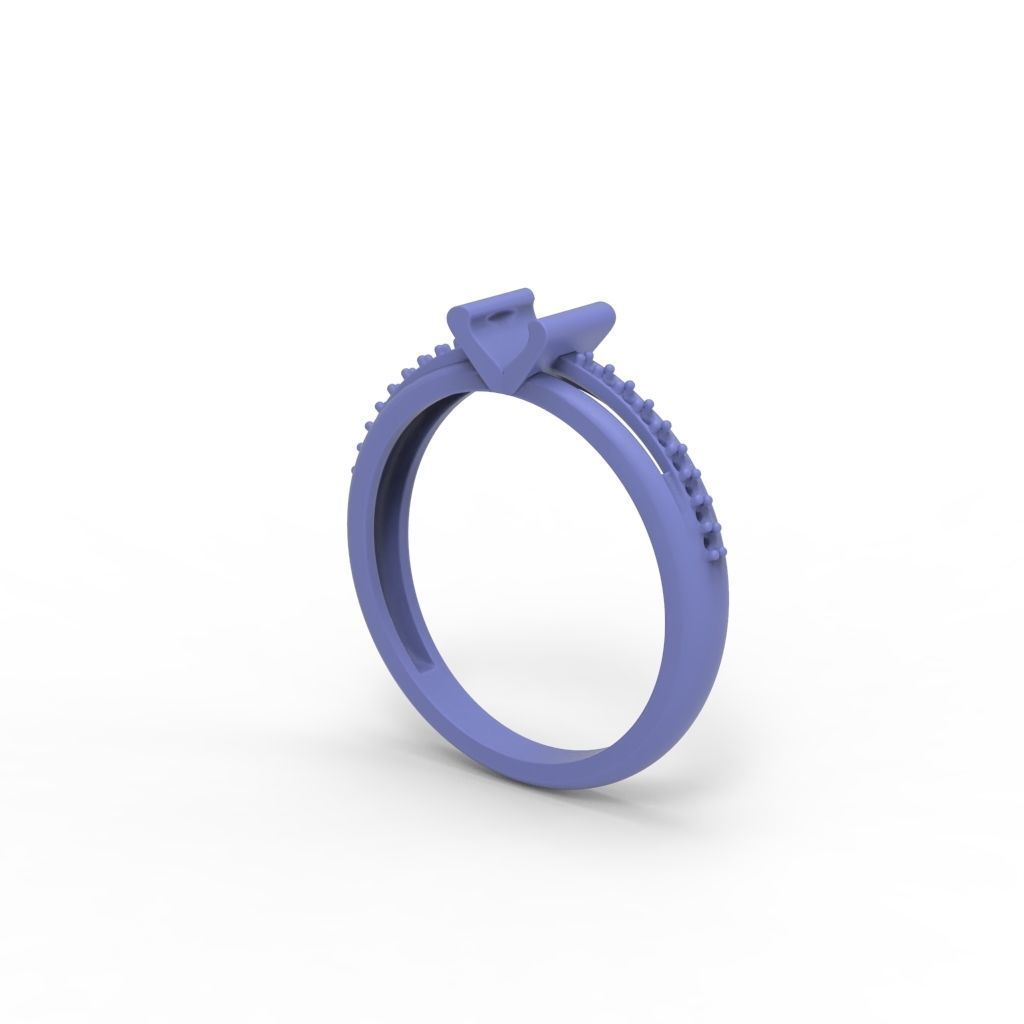 Solitaire women ring  CAD 3dm stl 3D print model_25