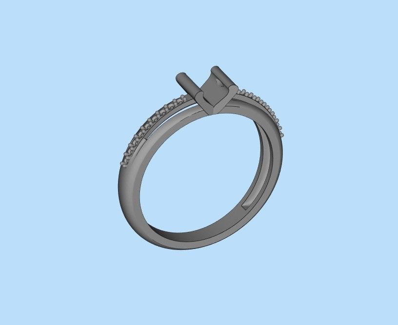Solitaire women ring  CAD 3dm stl 3D print model_37