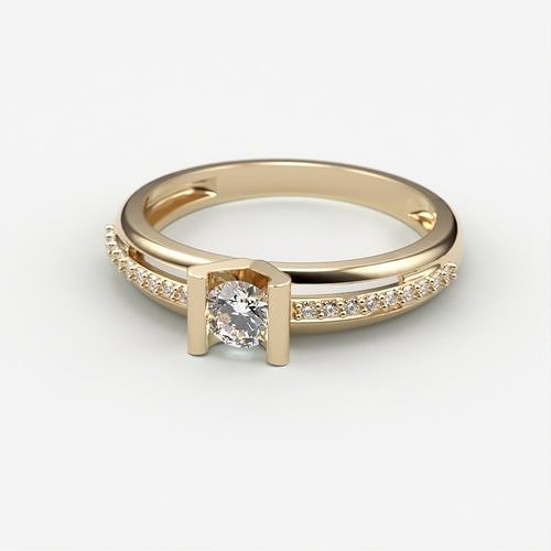 Solitaire women ring  CAD 3dm stl 3D print model