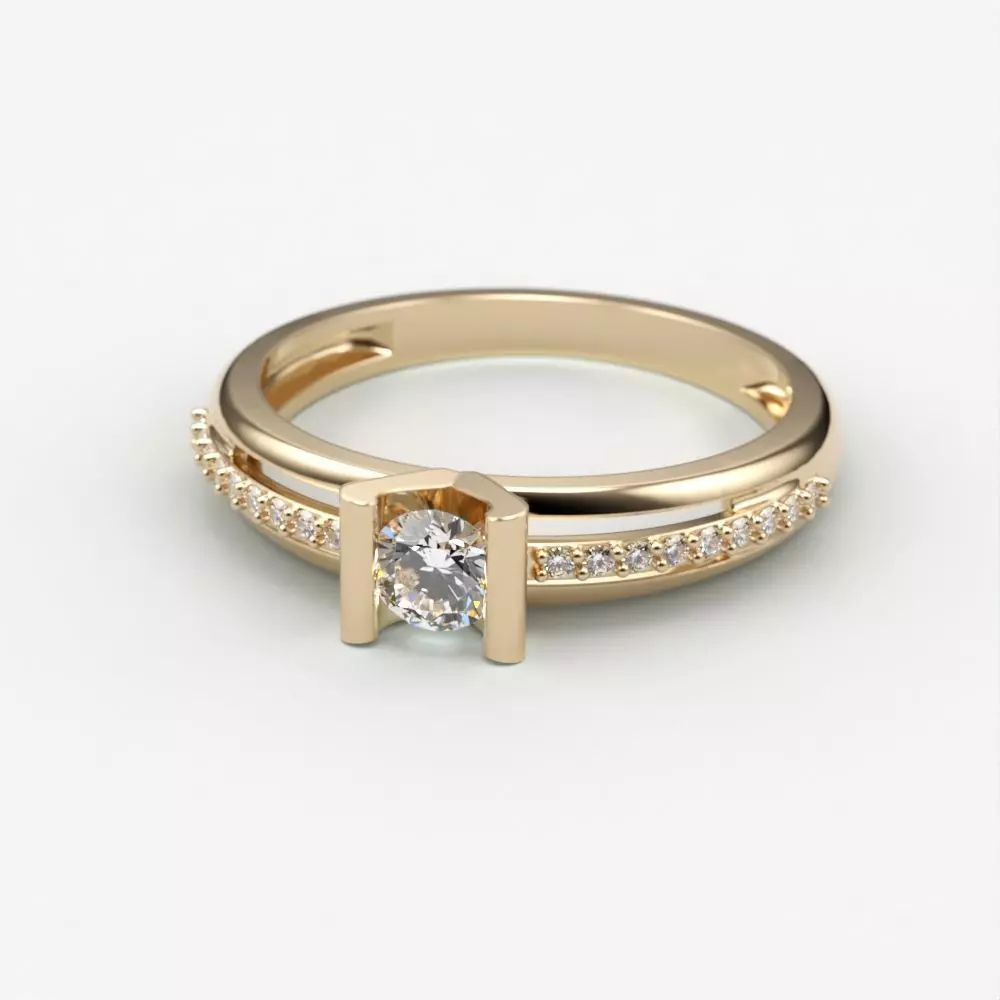 Solitaire women ring  CAD 3dm stl 3D print model_0