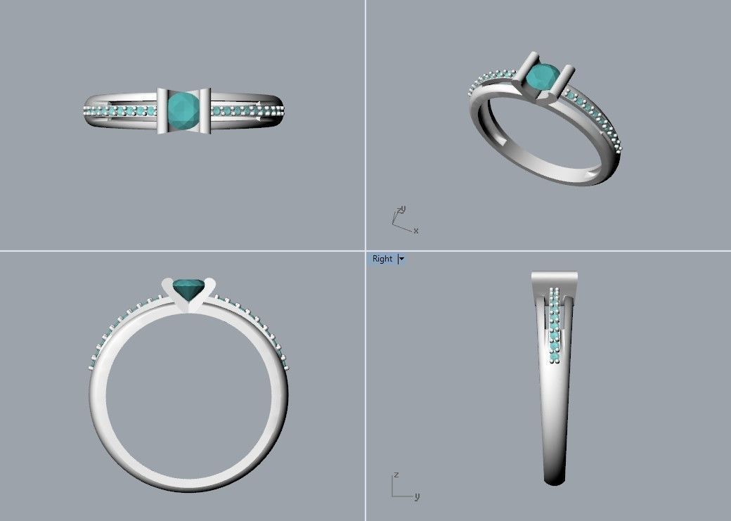 Solitaire women ring  CAD 3dm stl 3D print model_31