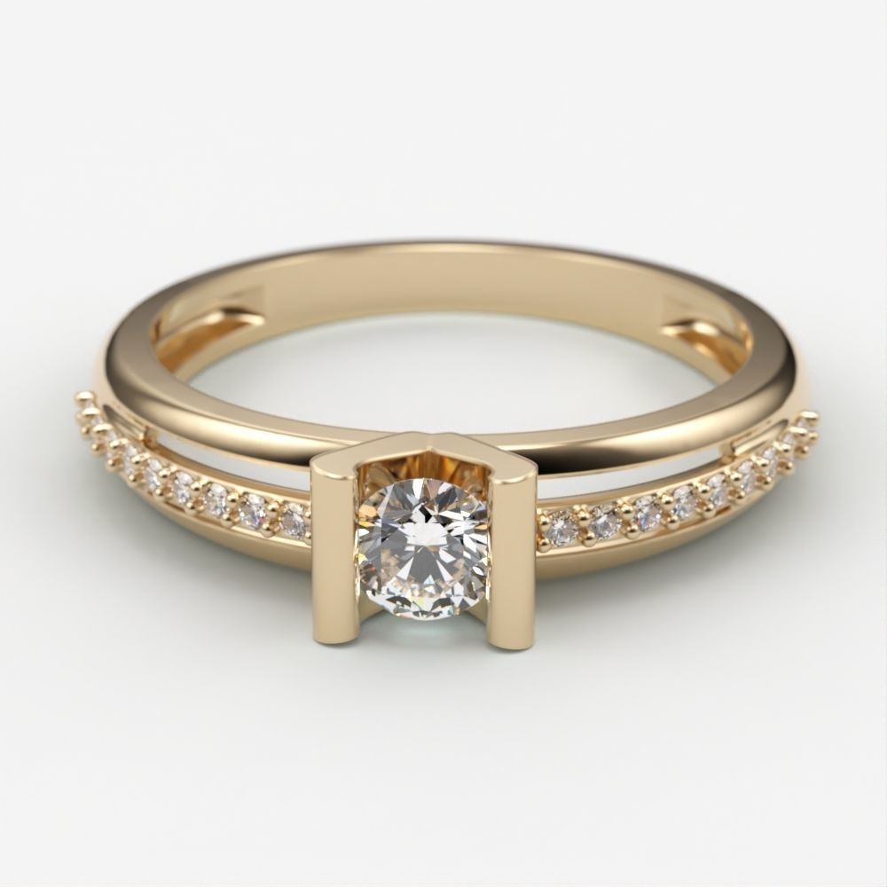 Solitaire women ring  CAD 3dm stl 3D print model_1