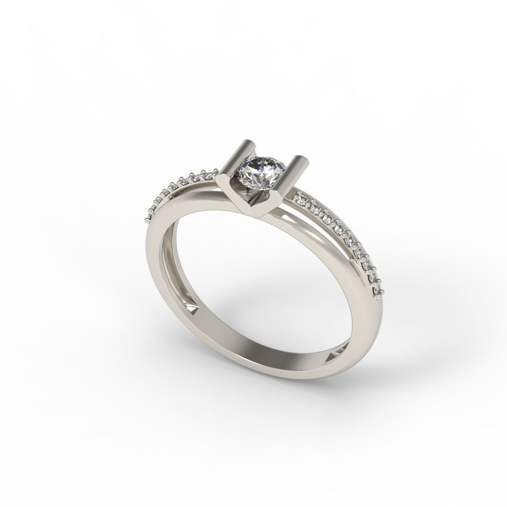 Solitaire women ring  CAD 3dm stl 3D print model_18