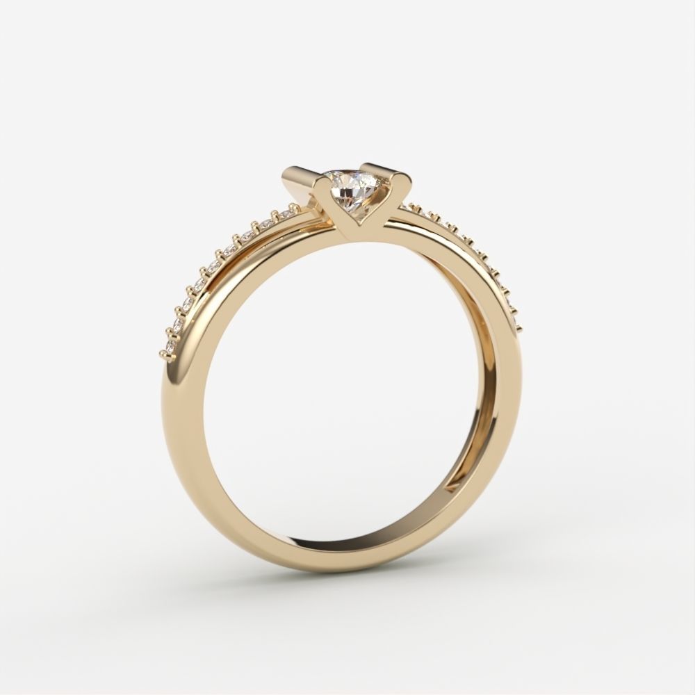 Solitaire women ring  CAD 3dm stl 3D print model_6