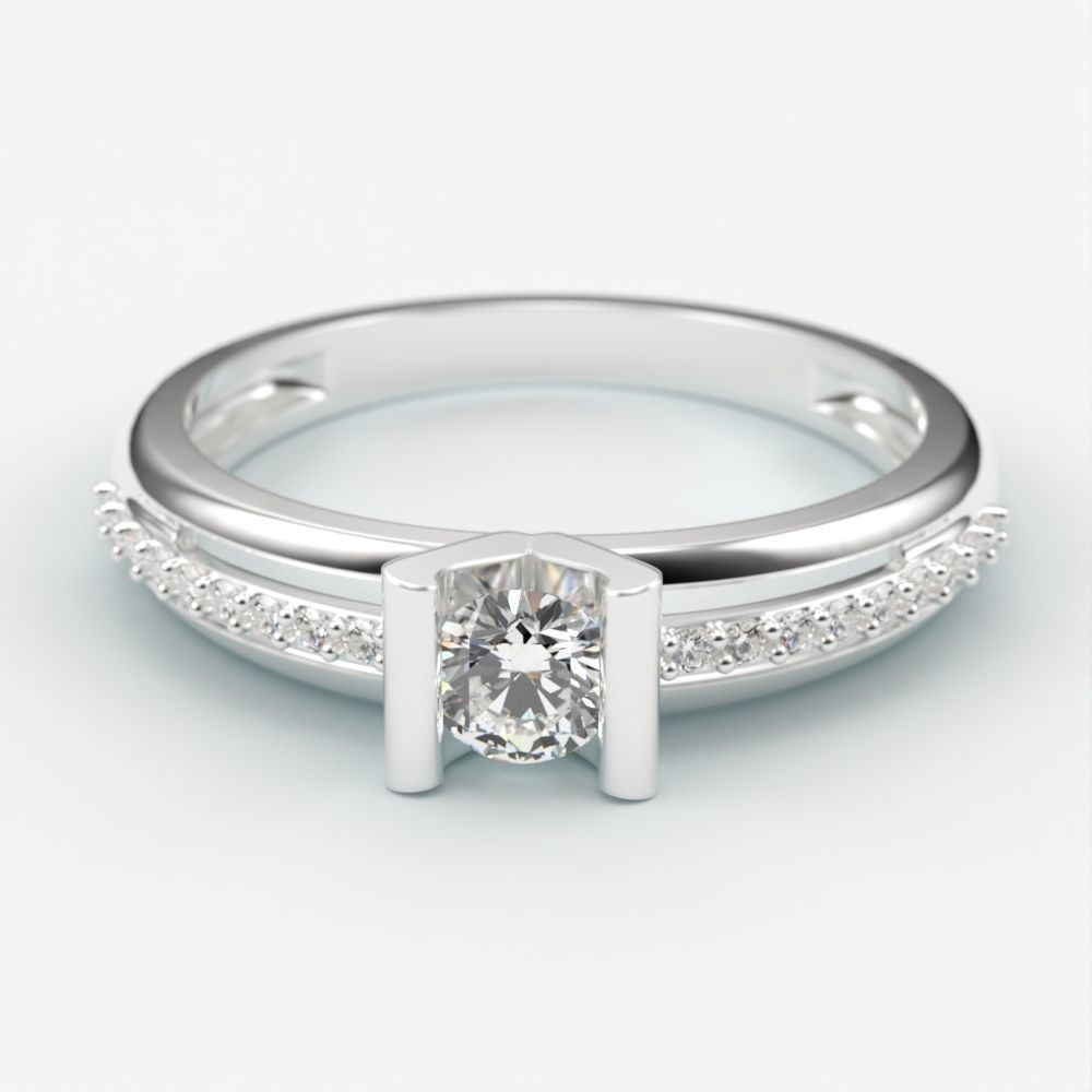 Solitaire women ring  CAD 3dm stl 3D print model_9