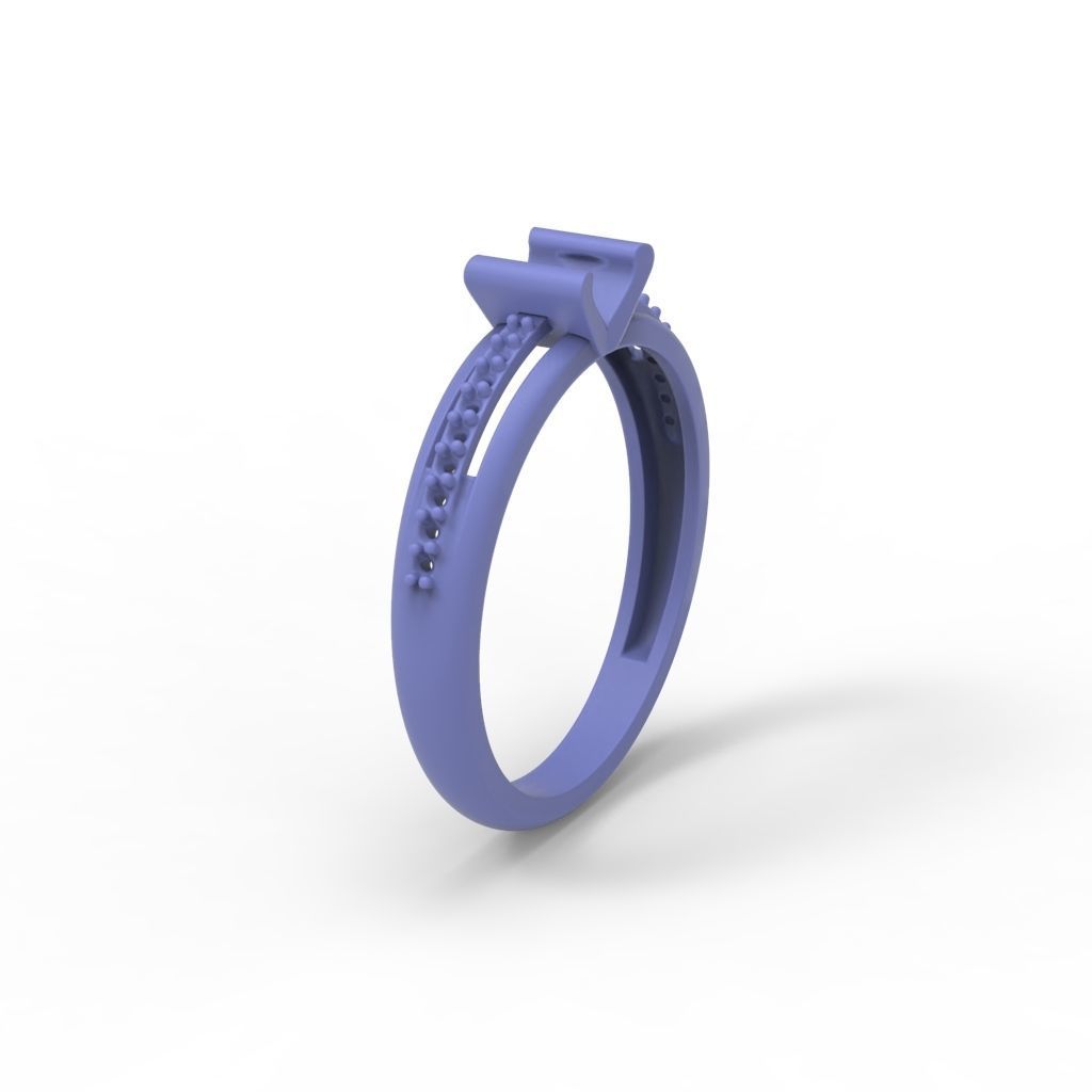 Solitaire women ring  CAD 3dm stl 3D print model_30