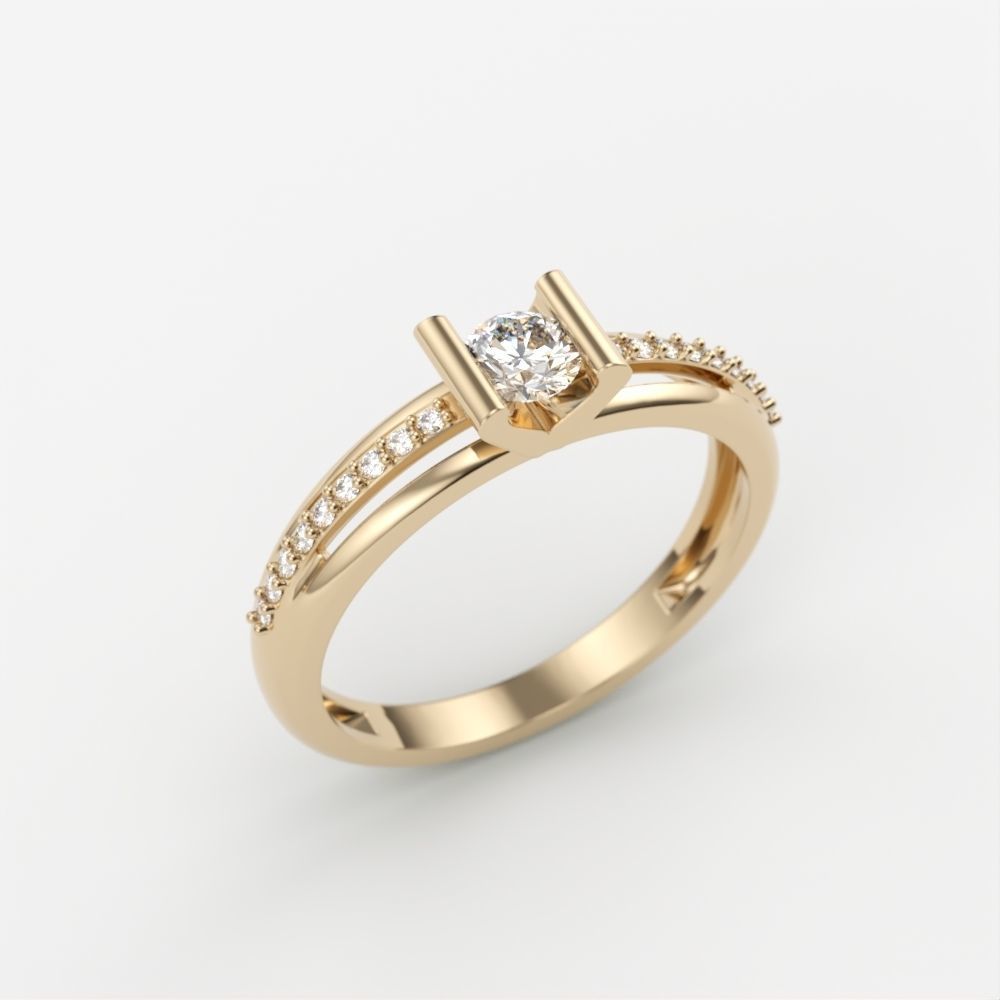 Solitaire women ring  CAD 3dm stl 3D print model_12