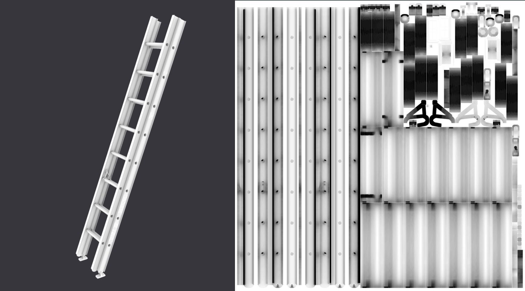 24 foot Aluminum Extension Ladder Low-poly 3D model_2