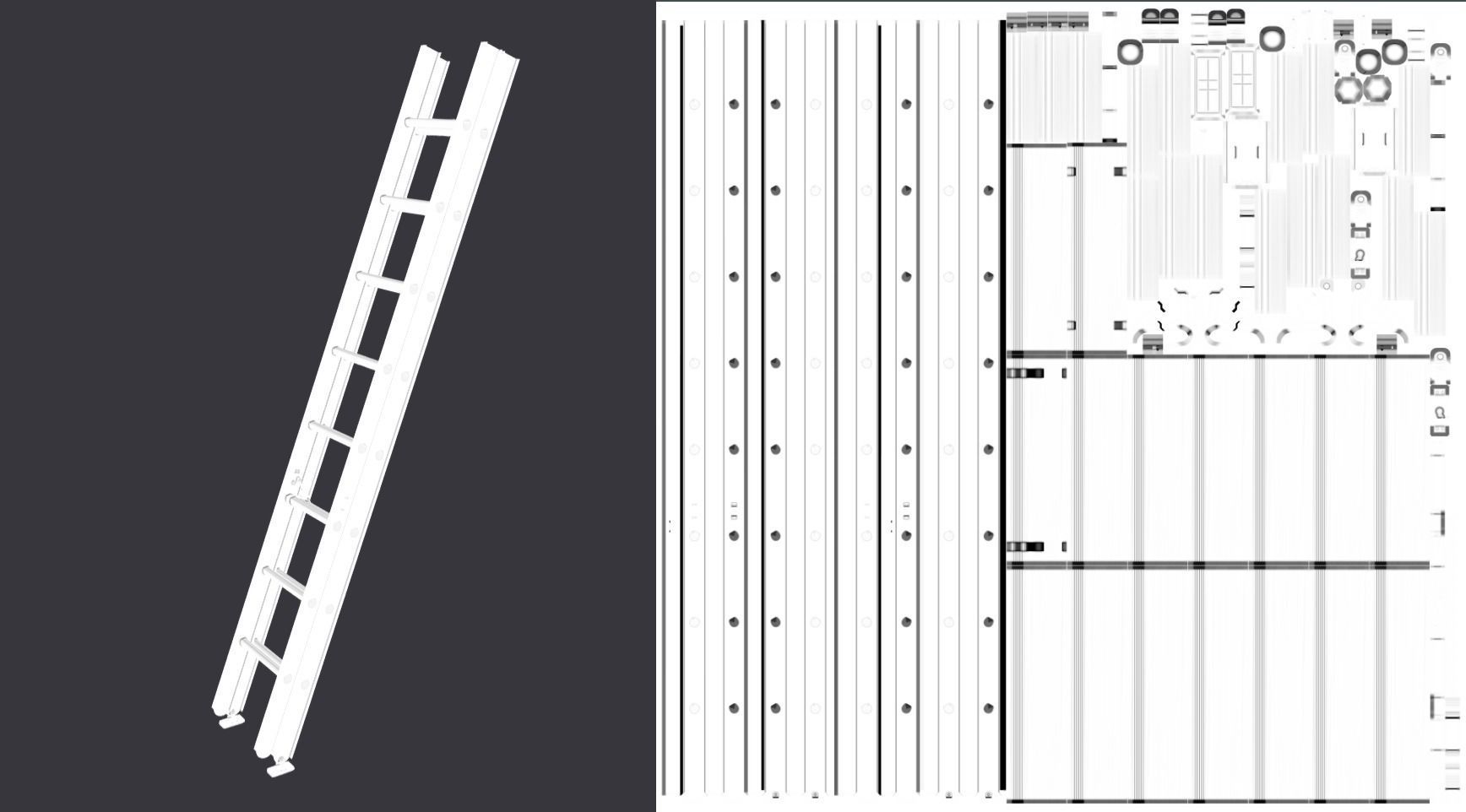 24 foot Aluminum Extension Ladder Low-poly 3D model_4