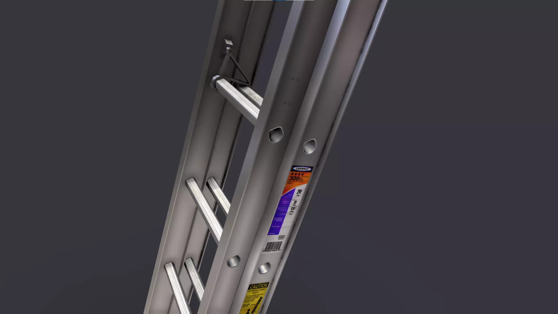24 foot Aluminum Extension Ladder Low-poly 3D model_0
