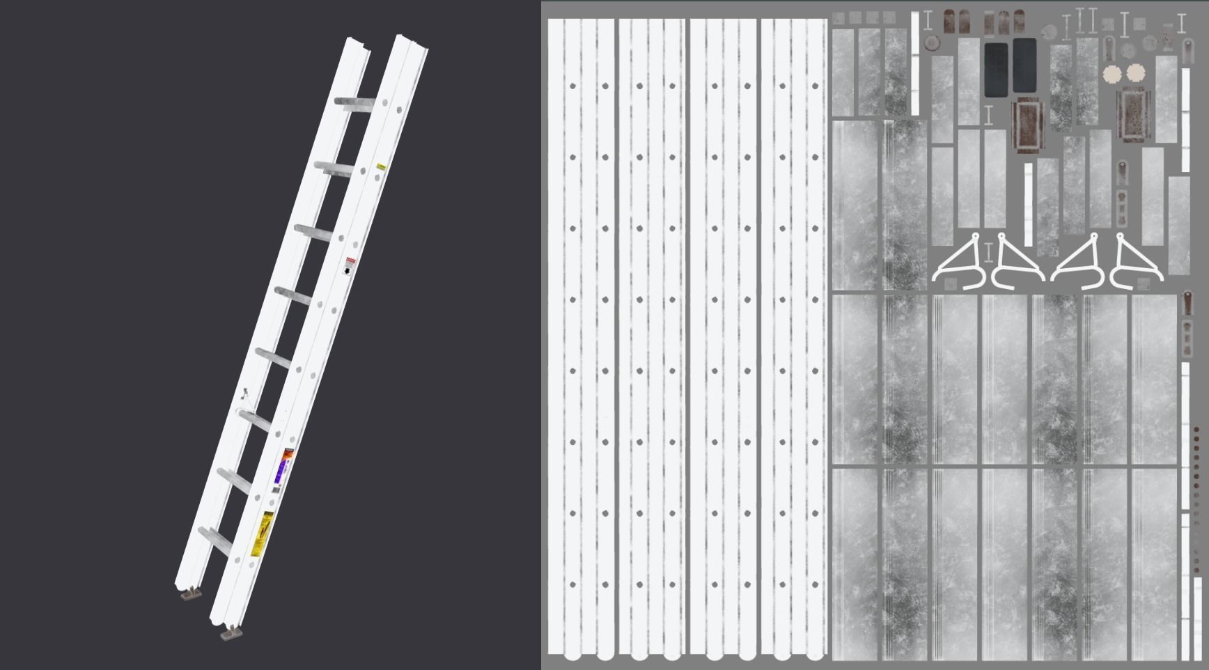 24 foot Aluminum Extension Ladder Low-poly 3D model_3
